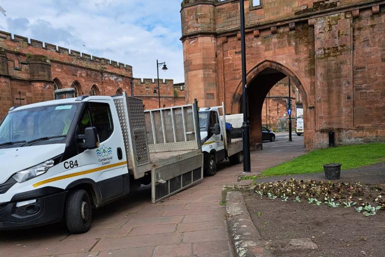 cumberland council van by carlisle cathedral
